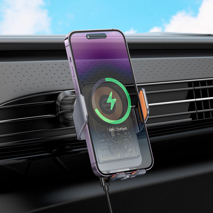 держатель ​Hoco HW7 Transparent Discovery Edition wireless fast charging car hold​