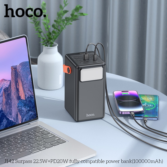 внешний аккумулятор Hoco J142 Surpass 22.5W+PD20W fully compatible power bank(100000mAh)